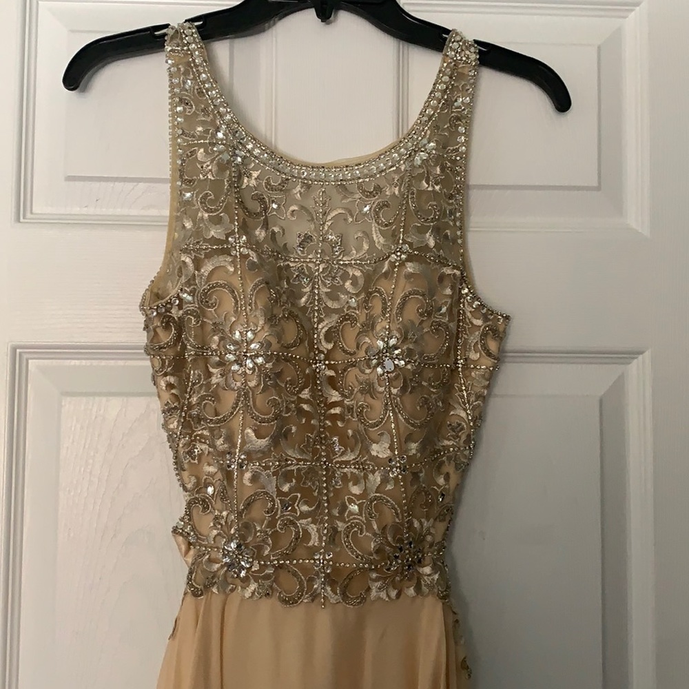 Beaded Champagne Prom Dress